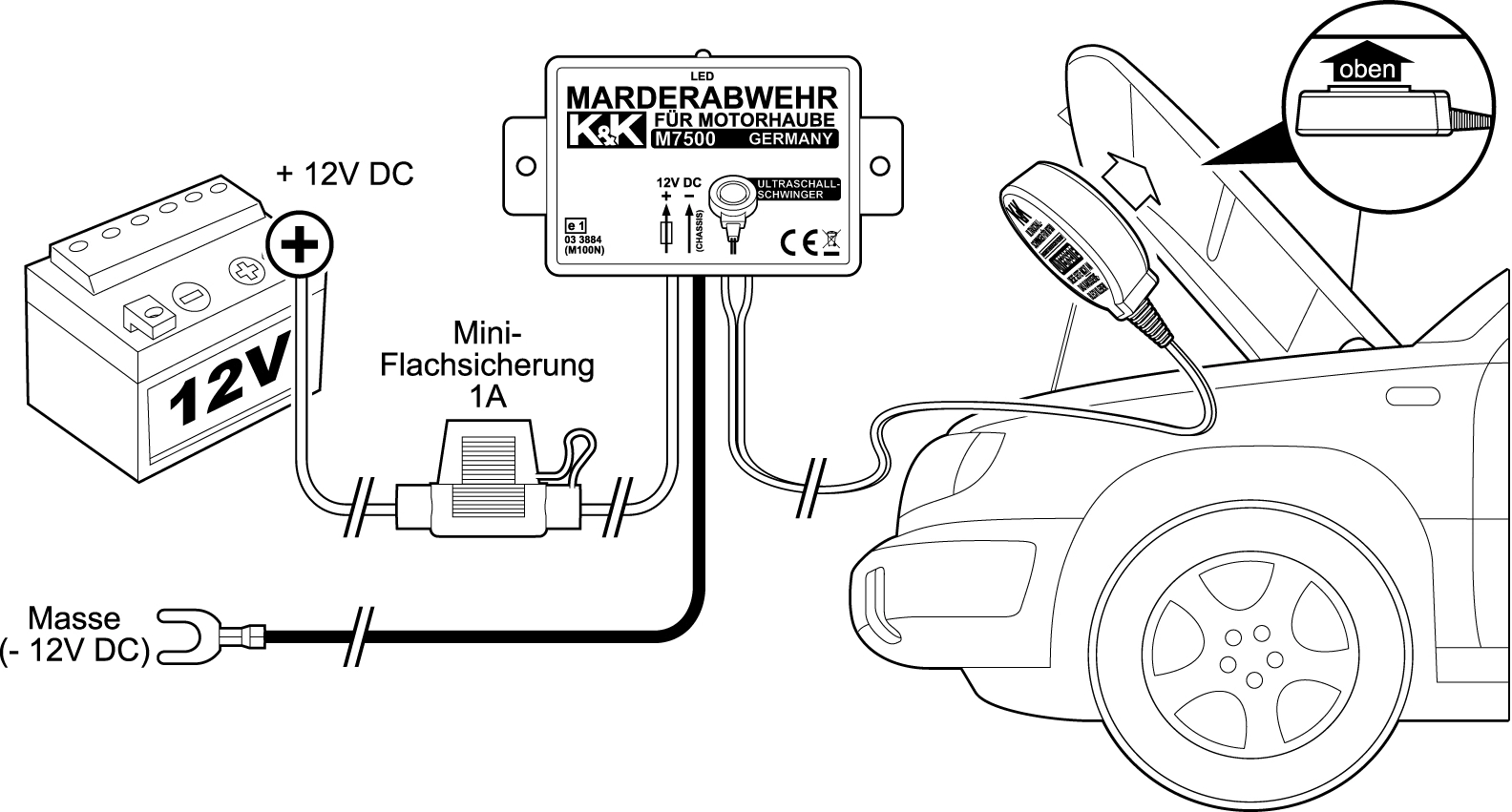 Защита от куницы Ultrasound device with additional external protection. KKHandelsgesellsch M7500